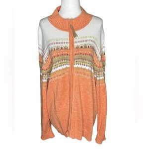 Tiara Women Fair Isle Plus Size Women’s Ramie Cotton Zipper Cardigan Size 2X